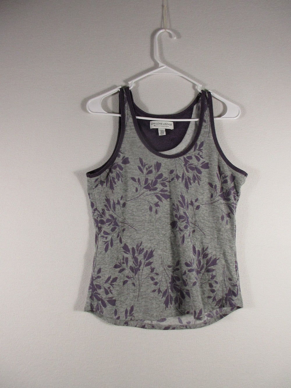 Live Love Lounge K.N Karen Neuberger Womens Floral Tank Top Size S Gray