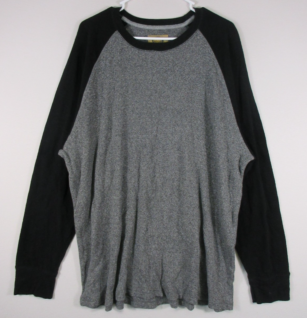 The Foundry Supply Co. Mens Pullover Thermal Shirt Long Sleeve Sz 2XL Black/Gray