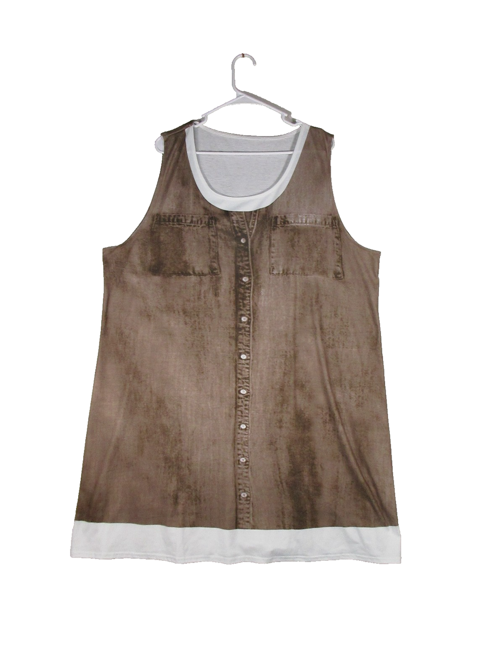 Unbranded Womens Button Front Tunic Dress Sleeveless Pockets Size 4XL Brown