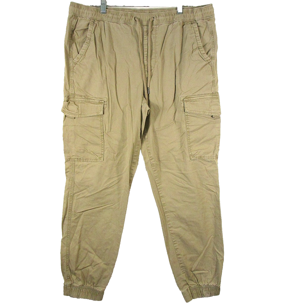 Urban Pipeline Mens Cotton Cargo Joggers Pants Tapered Leg Size L Beige
