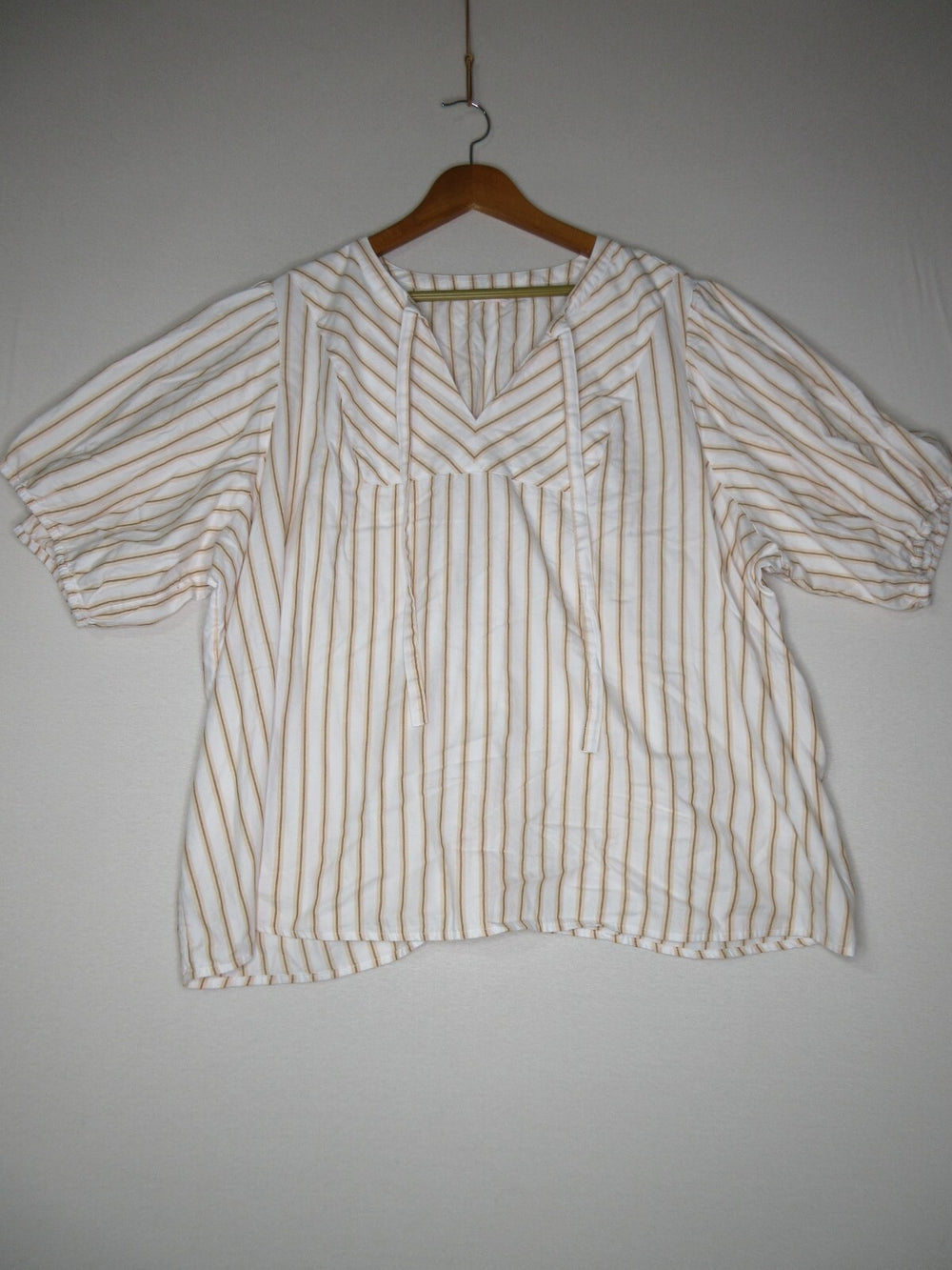 LC Lauren Conrad Womens Striped V-Neck Blouse Short Sleeve Size 3X White