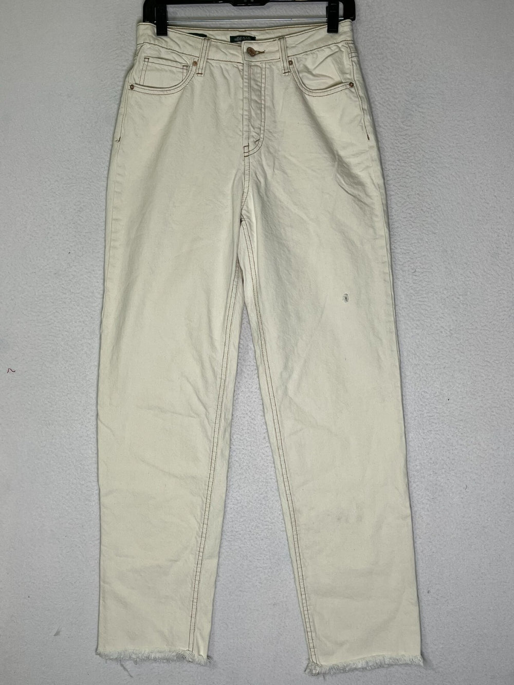 Wild fable White High Rise Straight Leg Jeans Raw Hem 100%Cotton Womens Size 6