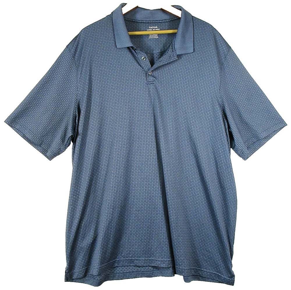 Haggar Mens Button Front Polo Shirt Short Sleeve Collared Size 3XL Blue