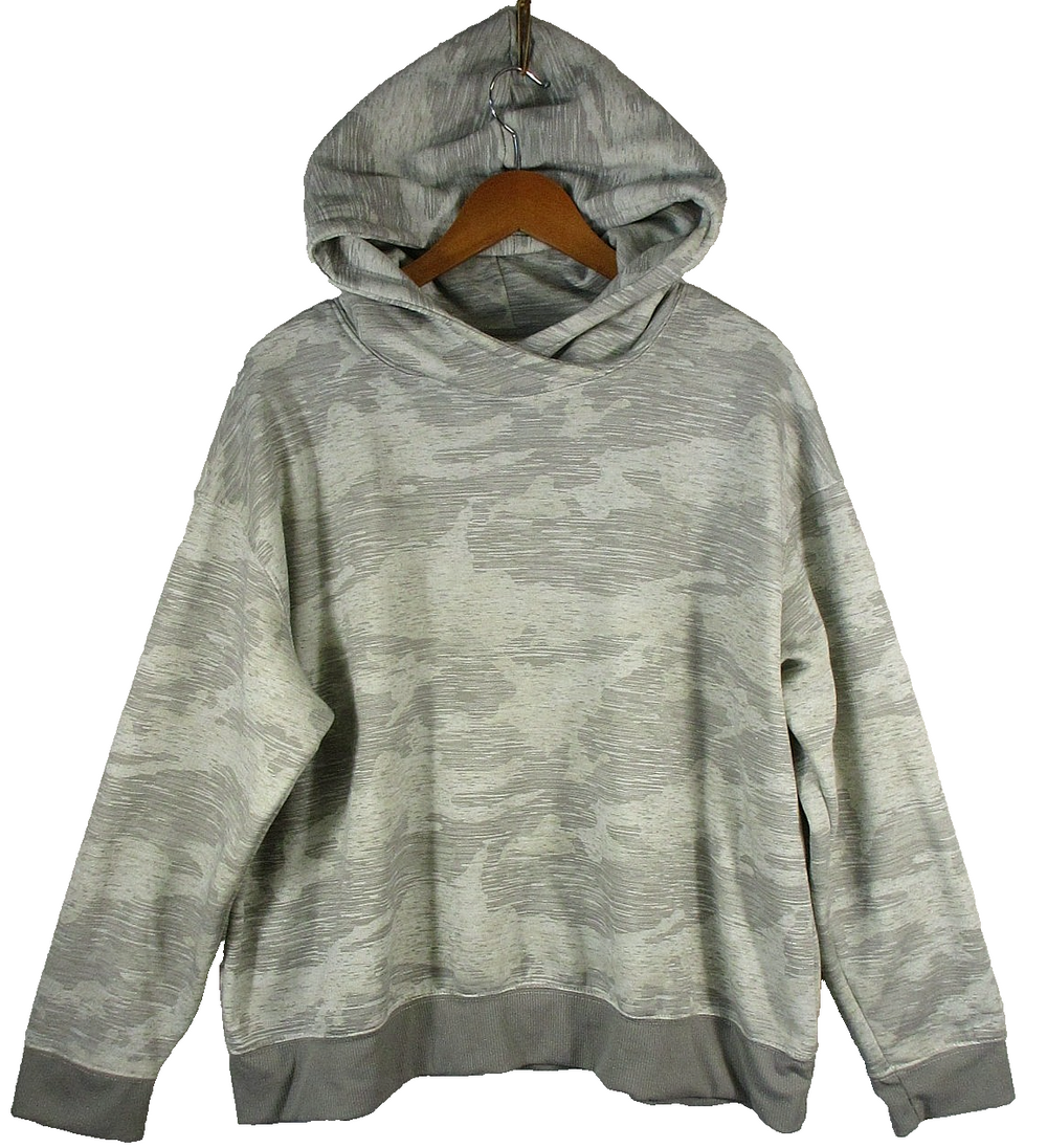 Just Be Mens Pullover Fleece Hoodie Sweatshirt Camouflage Print Size 2X Gray