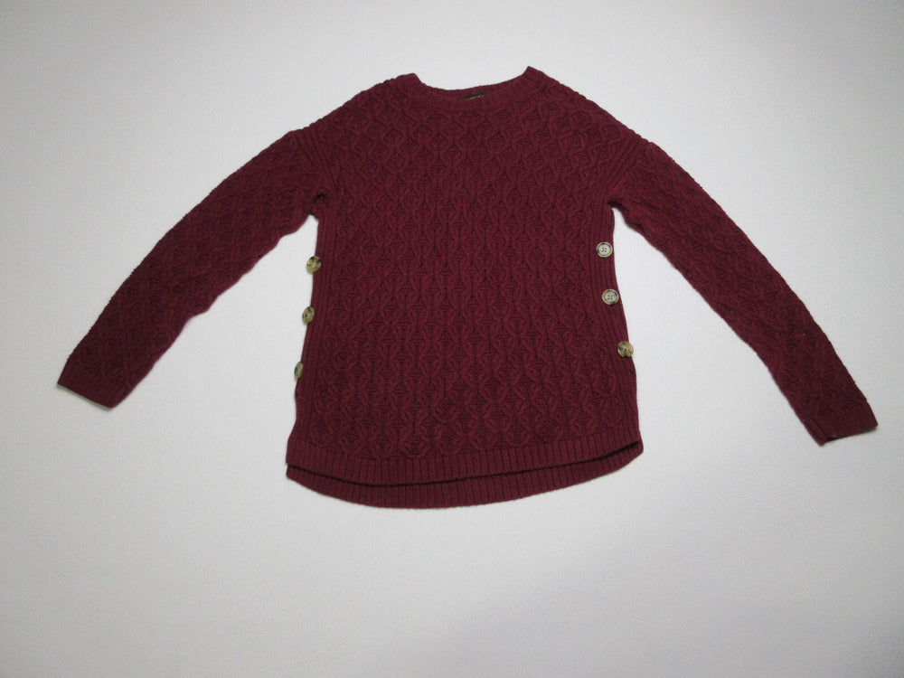 Jeanne Pierre Womens Crew Neck Side Button Sweater Long Sleeve Size S Red