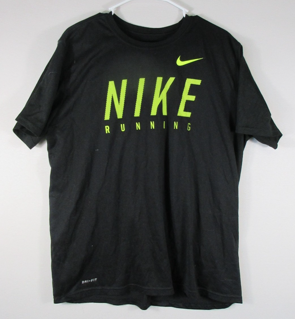 Nike Mens Dri-Fit Round Neck Running T-Shirt Short Sleeve Size XL Black