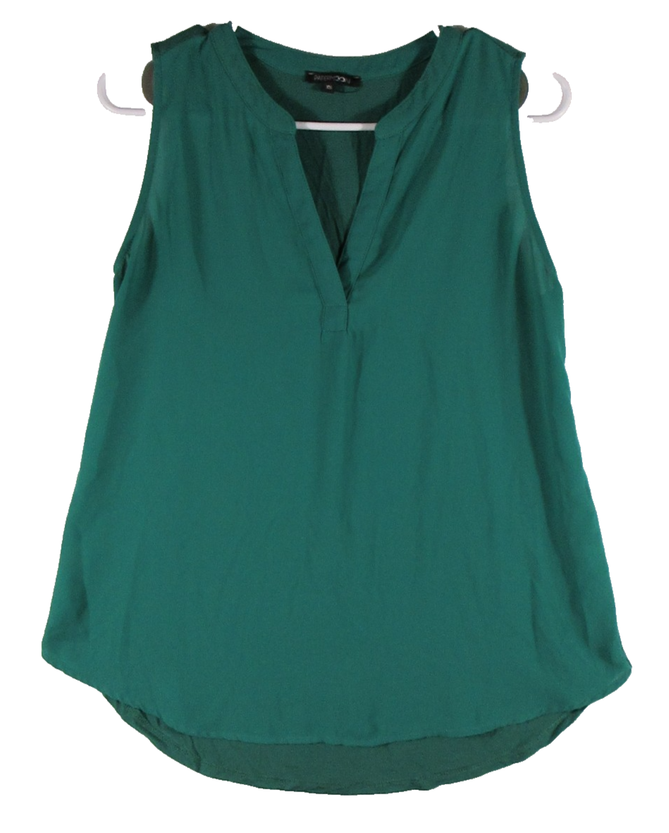 PaperMoon Womens Split V-Neck Tunic Style Sleeveless Top Size XS Green