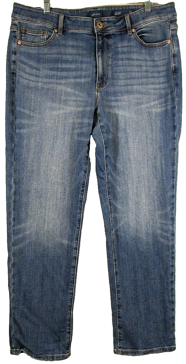 J. Jell Womens Mid Rise Boyfriend Denim Jeans Straight Leg Pockets Size 14 Blue