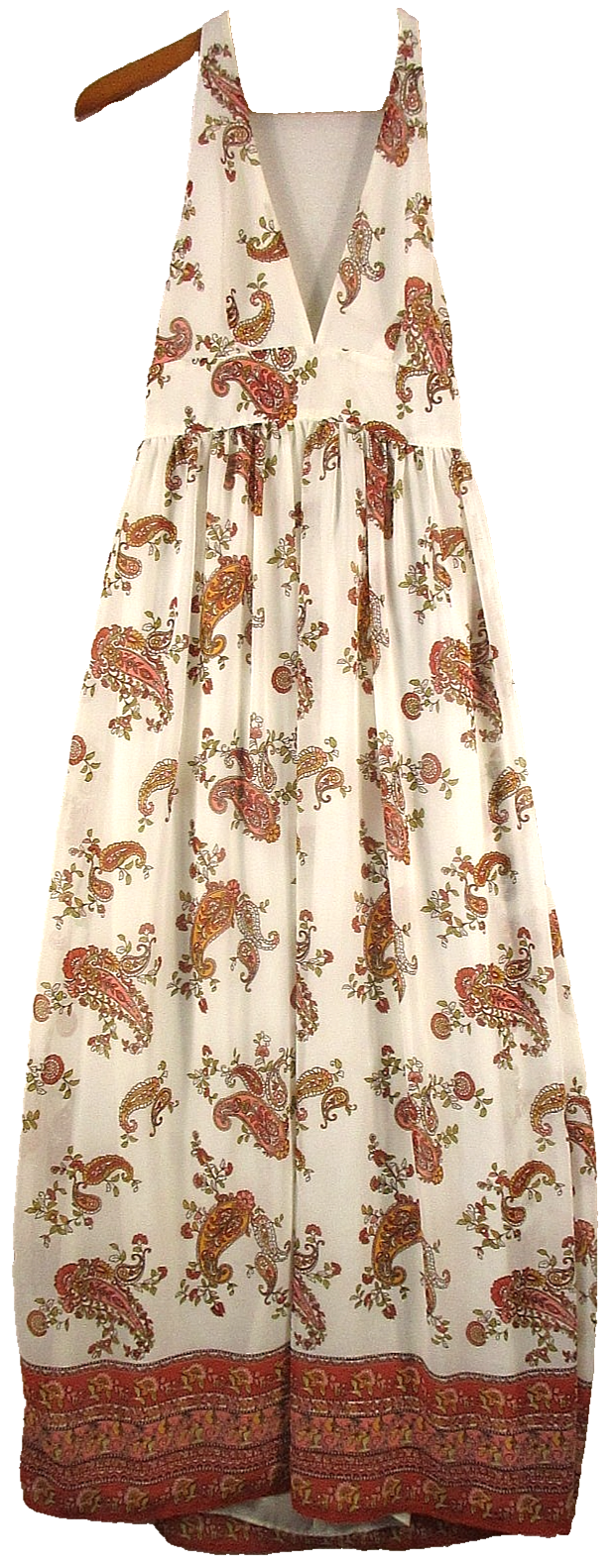 Forever 21 Womens Paisley Halter Maxi Dress Sleeveless Size M Cream/Rust