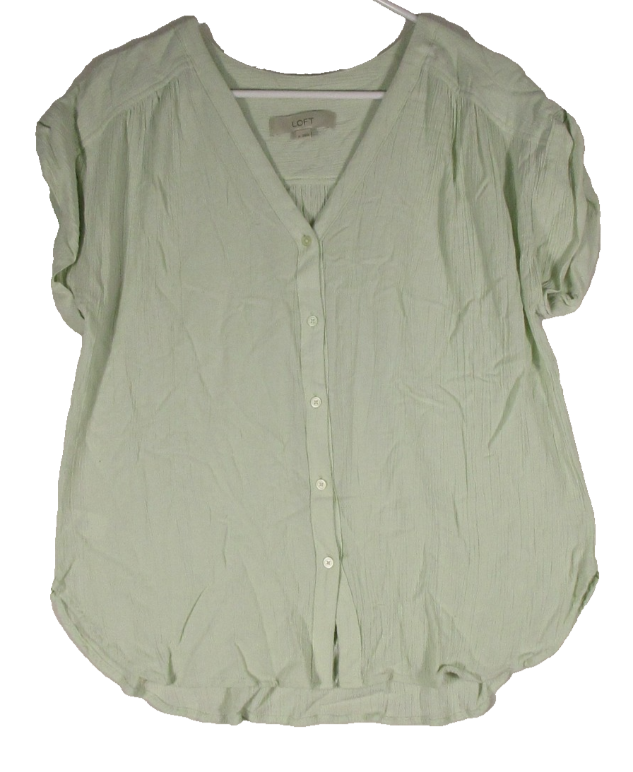 Loft Womens Regular Button Up Top Sleeveless V-Neck Size M Ivory