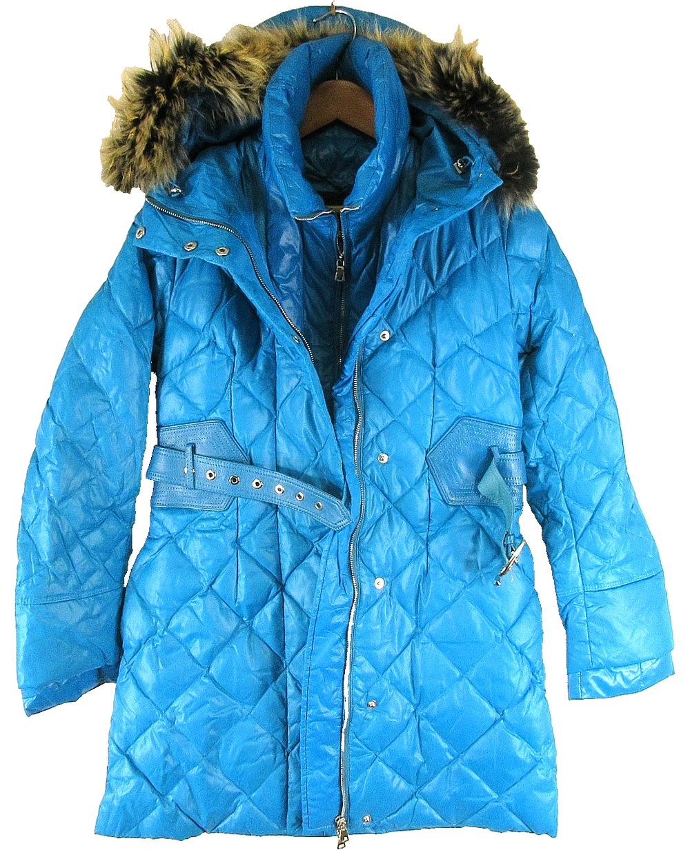 Mom Mee Mileid Mens Zip-Up Puffer Hooded Jacket Long Sleeve Size 40 Blue