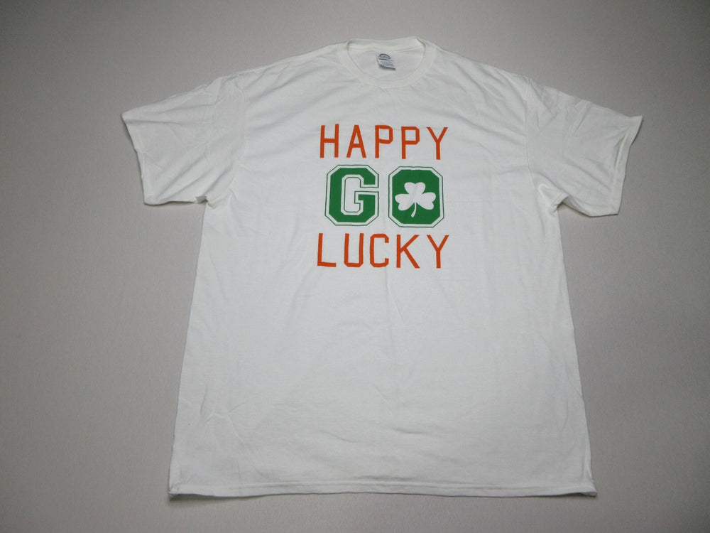 Delta Pro Weight Mens Happy Go Lucky Crew Neck T-Shirt Short Sleeve Sz XL White