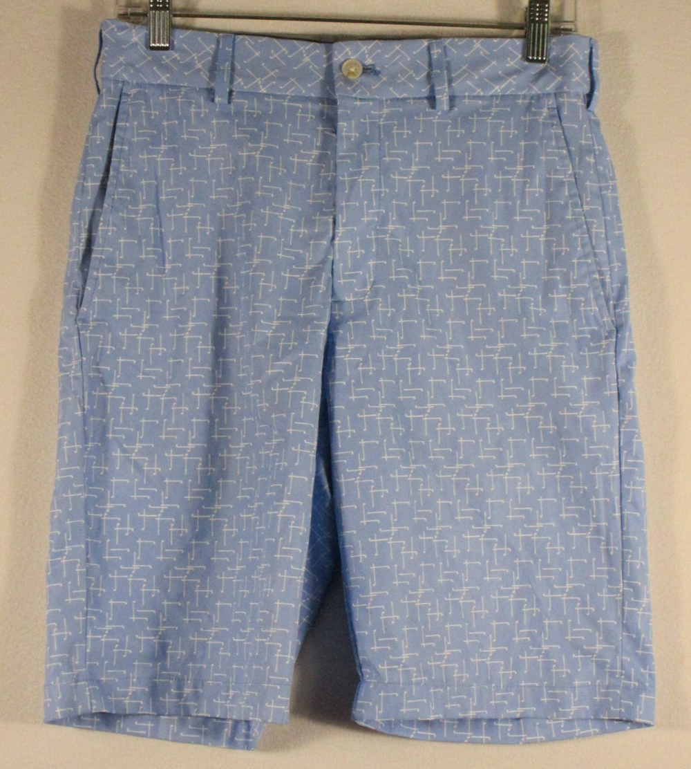 Walter Hagen Mens Perfect 11 Seersucker Textured Golf Shorts Size 30 Blue