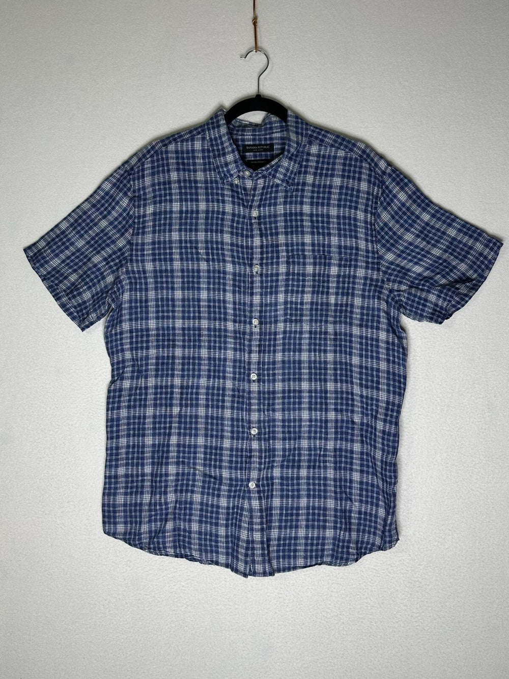 Banana Republic Camden Standard Fit Short Sleeve Linen Button Up Men's Large