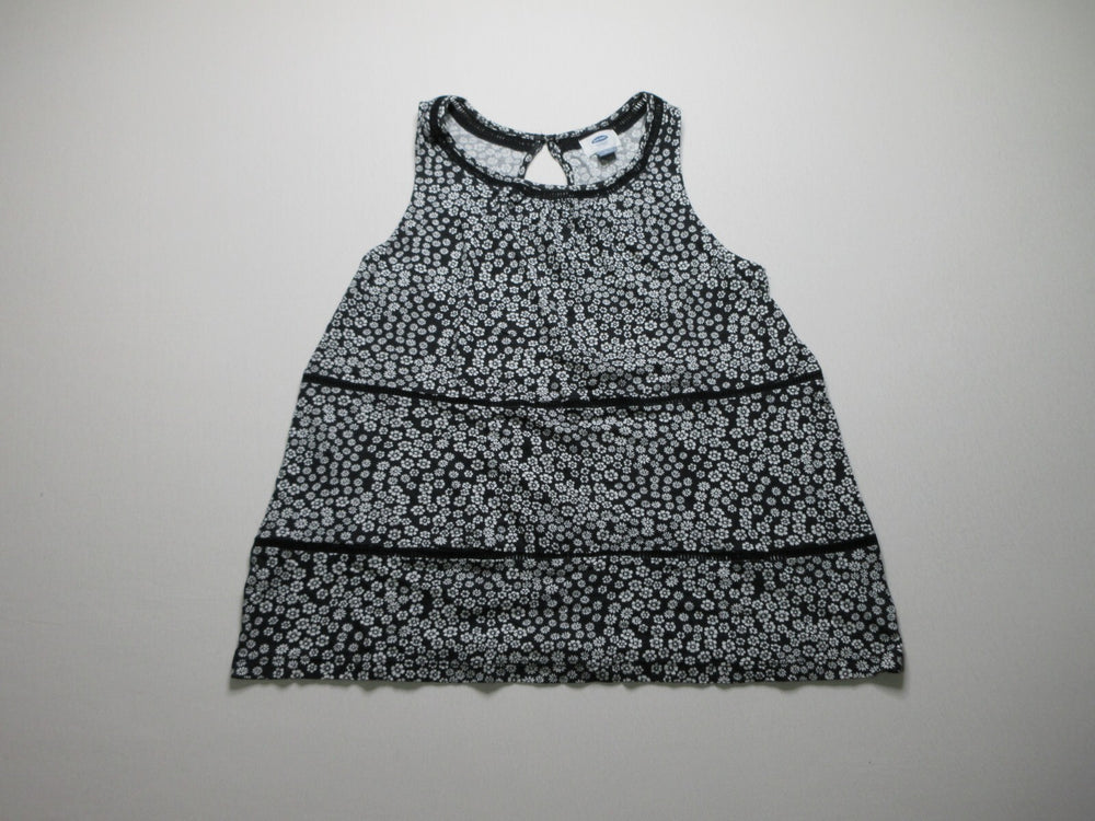 Old Navy Black White Floral Floral Sleevless Tank Top Back Keyhole Womens Size M