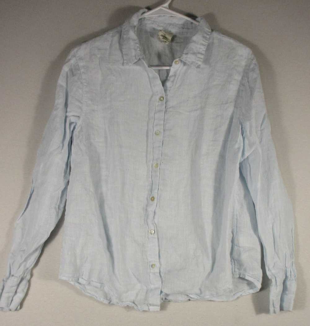 Joie Womens Linen Button Front Shirt Long Sleeve Collared Size M Light Blue