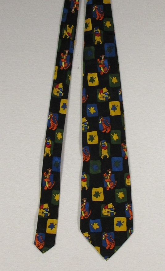Pooh Mens 100% Silk Neck Tie Winnie The Pooh Animal Pattern Made in Korea