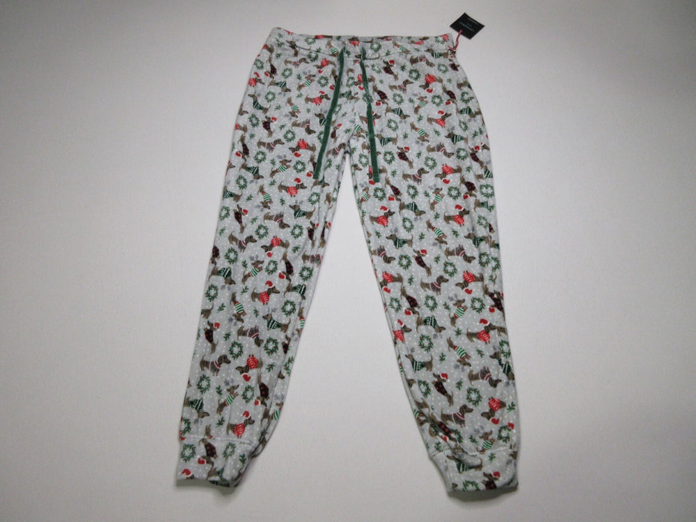 Cynthia Rowley Womens Dogs Mid Rise Loungewear Drawstring Waist Sz L Gray NWT