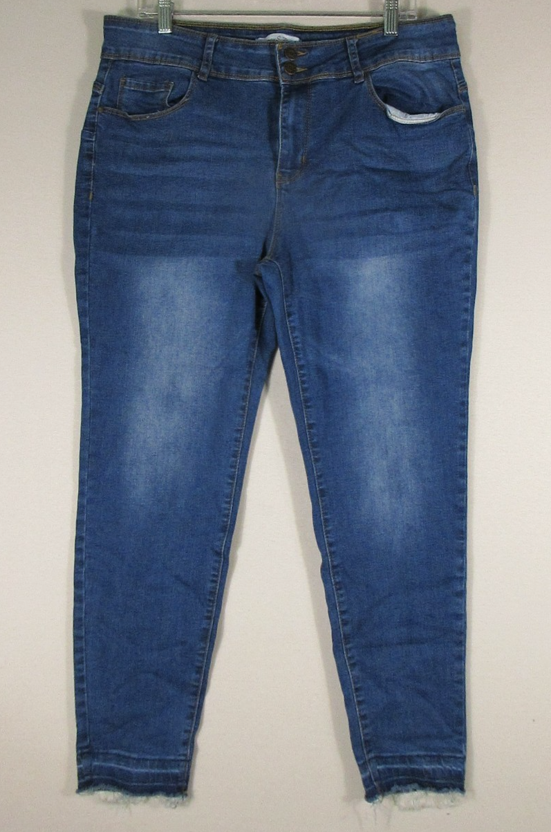 Honey & Bristle Womens Premium Denim Ankle Skinny Jeans Pockets Size 16W Blue