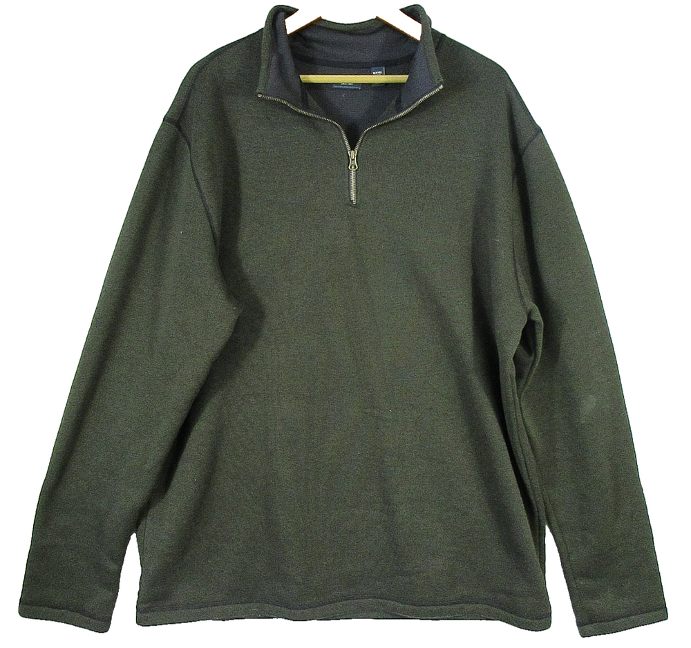 Arrow Mens Zip Front Fleece Sweatshirt Long Sleeve Collared Size XL Green