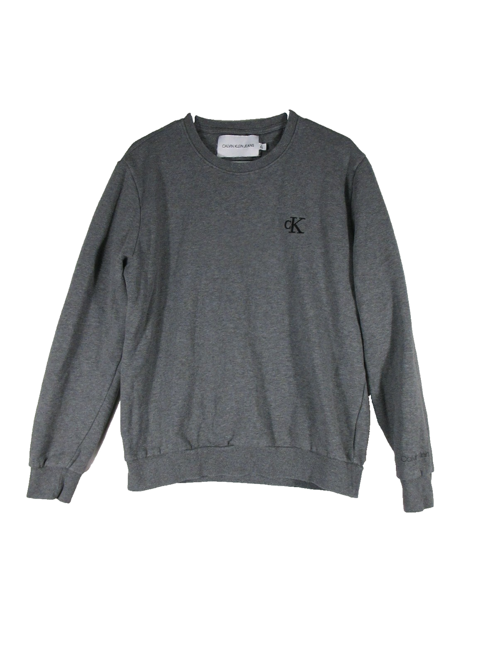 Calvin Klein Jeans Mens Embroidered Crew Neck Sweatshirt Long Sleeve Size M Gray