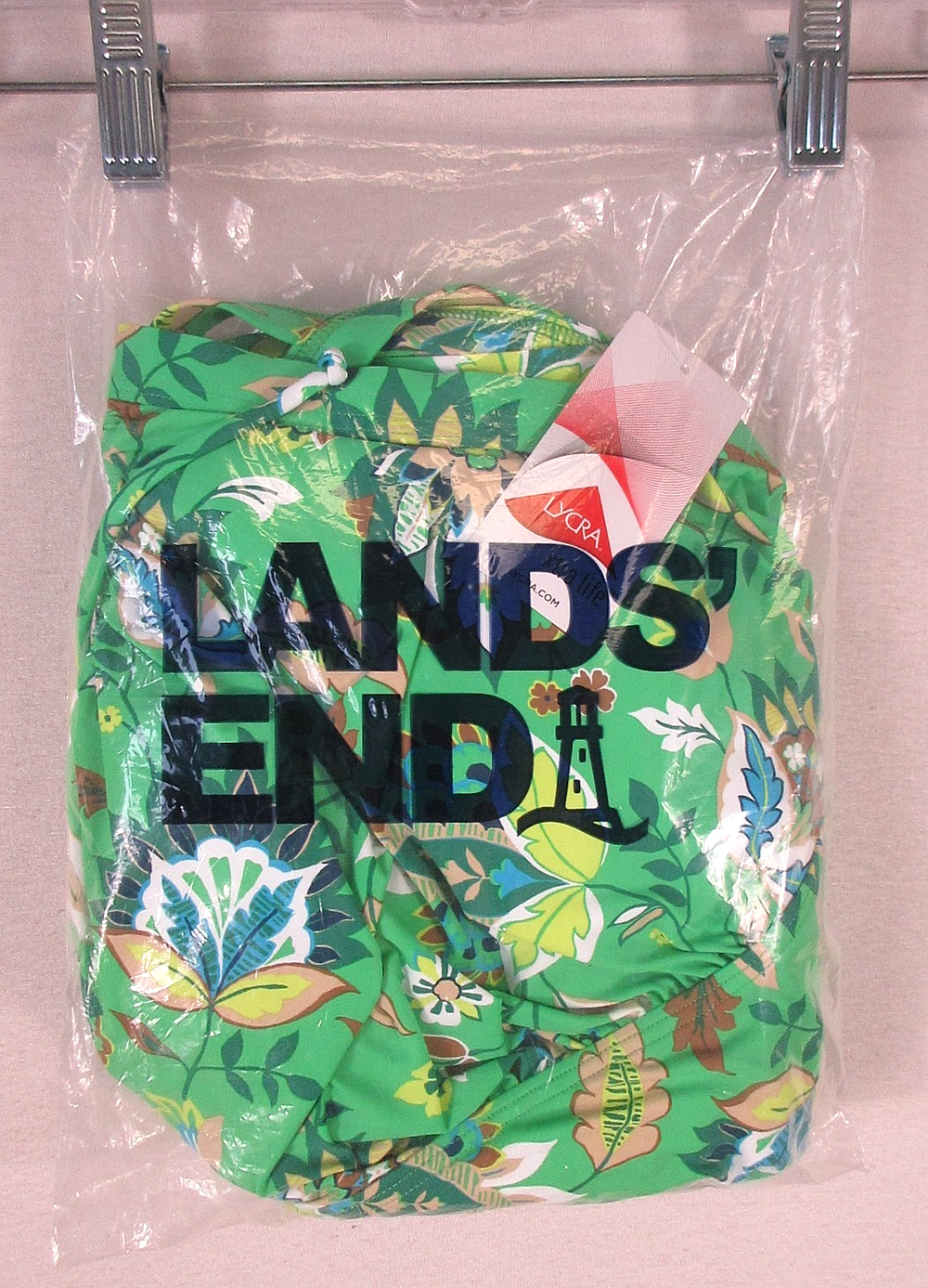 Lands' End Womens Tie-Front Underwire Tankini Top Size 26W Pale Green