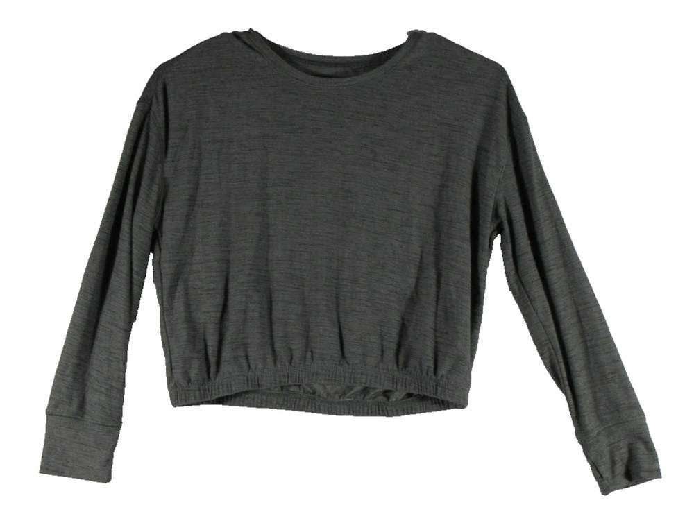 Old Navy Womens Breathe ON Cropped Cinched Hem Long Sleeve Top Size L Green