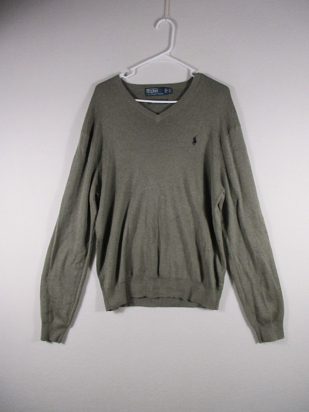 Polo Ralph Lauren Mens Pullover Knit Sweater V-Neck Long Sleeve Size M Gray