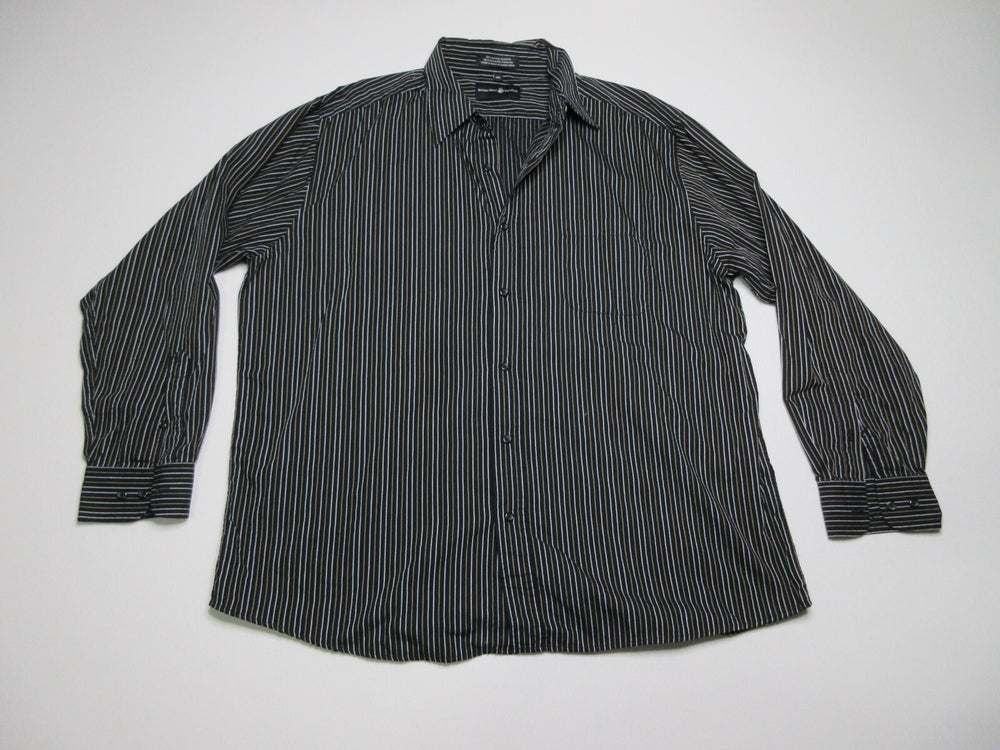 Beverly Hills Striped Button-Up Mens Shirt Long Sleeve Collared Size XXL Black