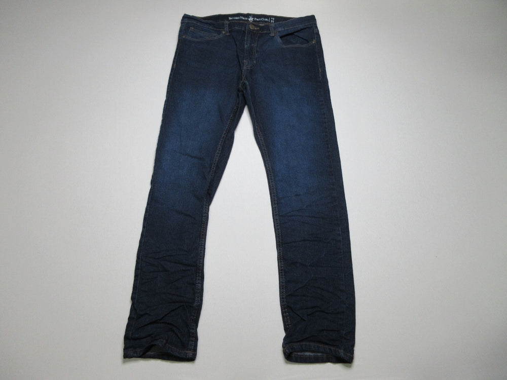 Beverly Hills Mid Rise Single Button Mens Jeans Straight Leg Size 34X32 Blue