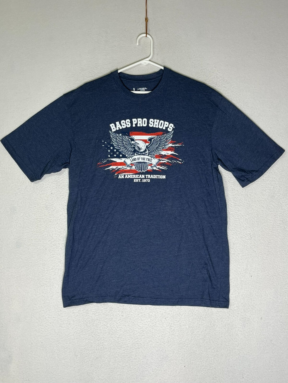 Vintage American Tradition Blue Crew Neck T Shirt Short Sleeve Graphic Mens SZ L