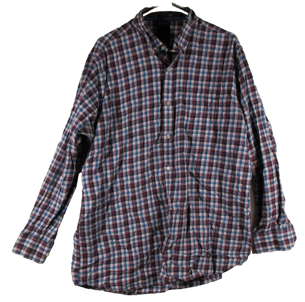 Tailorbyrd Collection Mens Plaid Button-Up Shirt Long Sleeve Size 2XL Multi