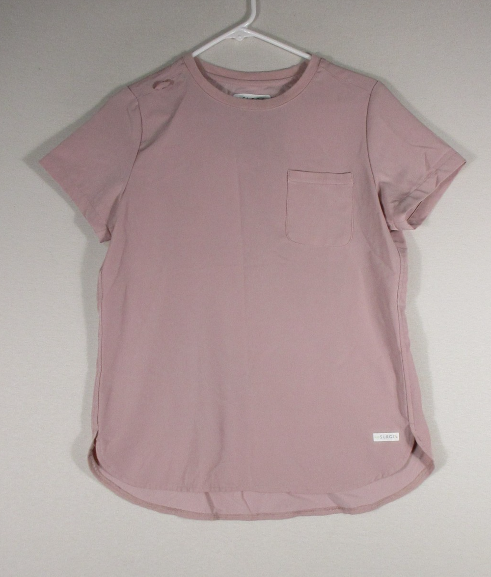 Re Surge Womens T-Shirt Short Sleeve Crew Neck Chest Pocket Size S Pink