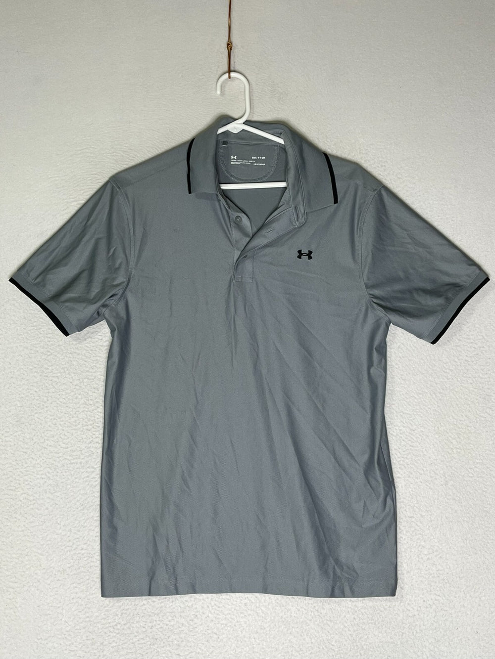 Under Armour Silver Polo Shirt Heatgear Loose Short Sleeve Men's Size Small