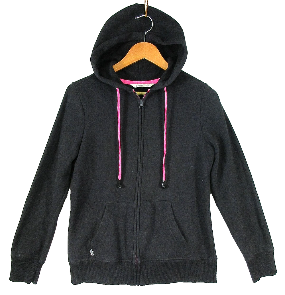 Old Navy Mens Zip-Up Fleece Hoodie Sweatshirt Long Sleeve Pockets Size M Black